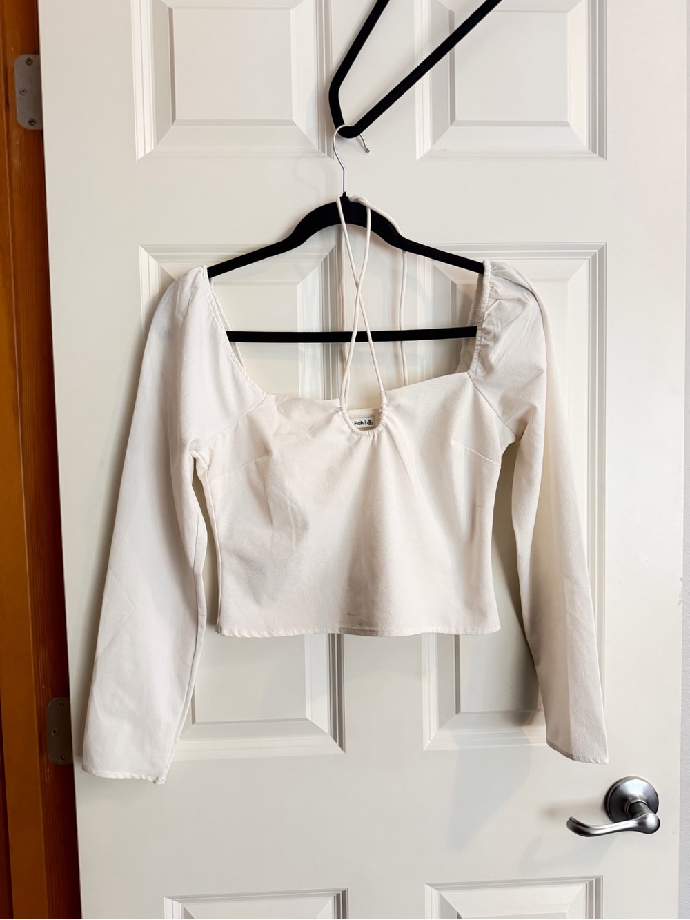 Women’s Cream Long-Sleeve Square Neck Top